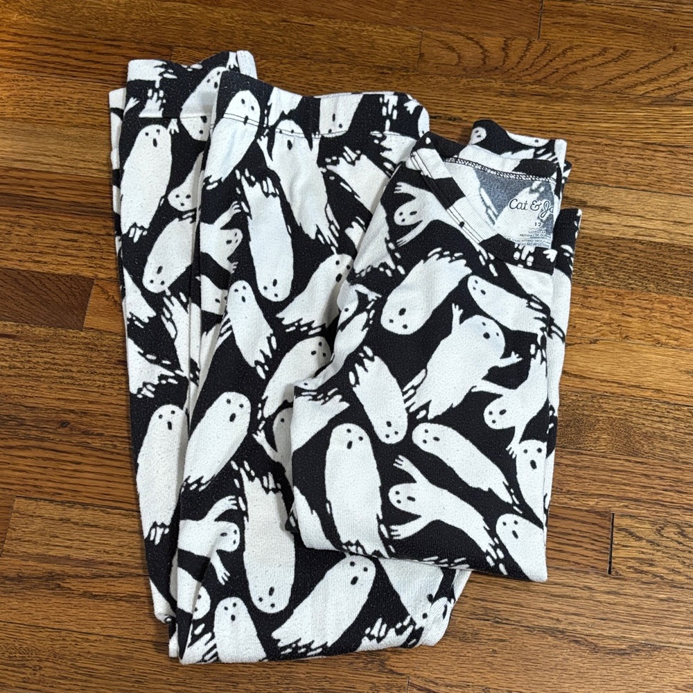 Cat & Jack girls size 12 Halloween ghost long sleeve pajamas
